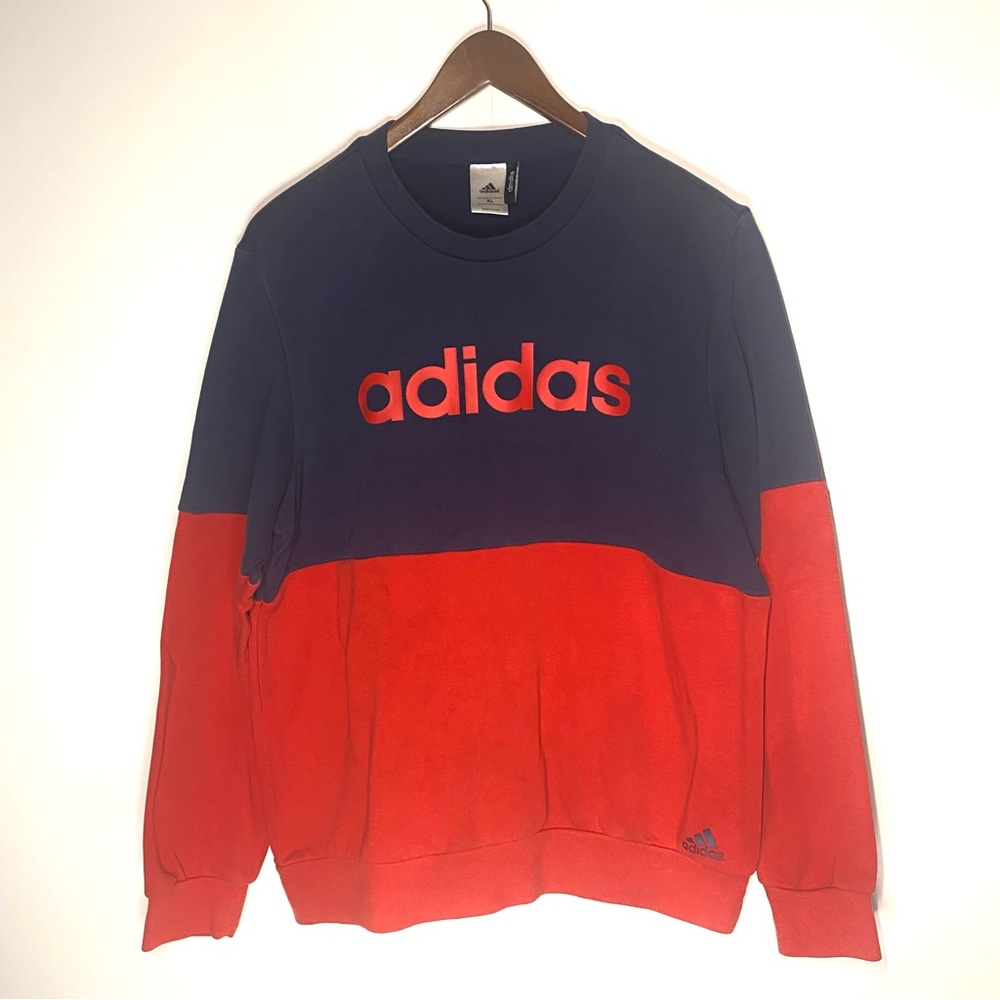 Adidas Vintage Crewneck Sweatshirt | Size XL | Red and Navy Blue
